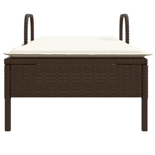 Liggestol med hjul og hynde polyrattan brun
