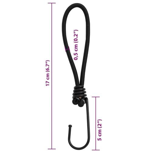 Elastiksnore med kroge 50 stk. 17 cm