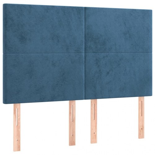 Kontinentalseng med madras 140x190 cm - fløjl, mørkeblå