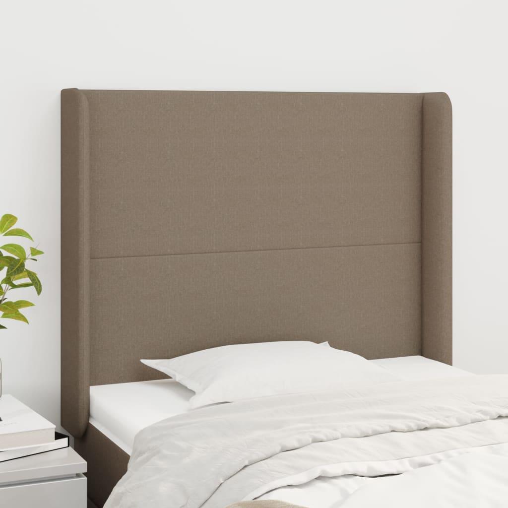 Sengegavl med kanter - 93×16×118/128 cm - stof gråbrun billede