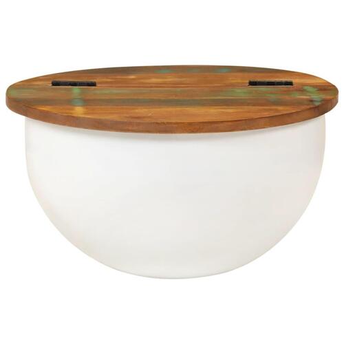Sofabord 50x27 cm massivt genbrugstræ hvid