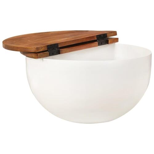 Sofabord 50x27 cm massivt genbrugstræ hvid