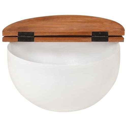 Sofabord 50x27 cm massivt genbrugstræ hvid
