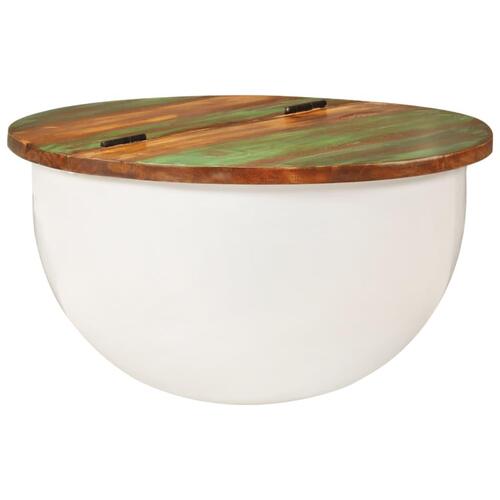 Sofabord 50x27 cm massivt genbrugstræ hvid