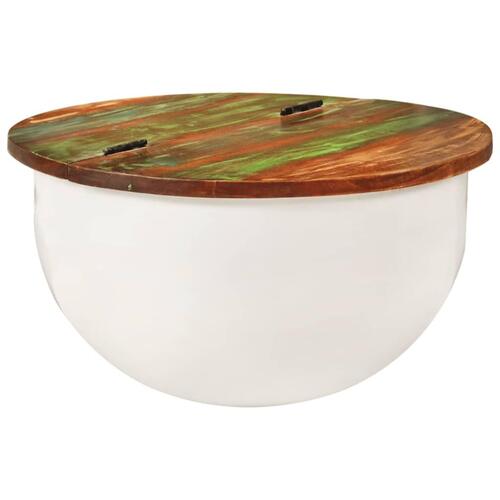 Sofabord 50x27 cm massivt genbrugstræ hvid