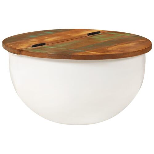 Sofabord 50x27 cm massivt genbrugstræ hvid