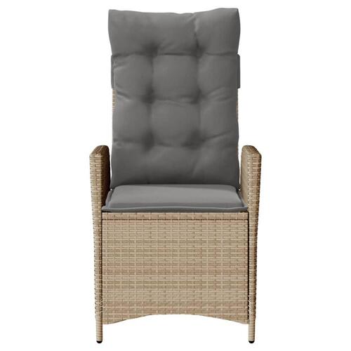 Havestol med lænefunktion og hynder polyrattan blandet beige