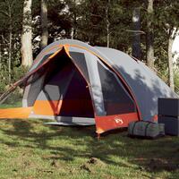 4-personers campingtelt vandafvisende grå og orange