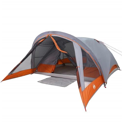 4-personers campingtelt vandafvisende grå og orange