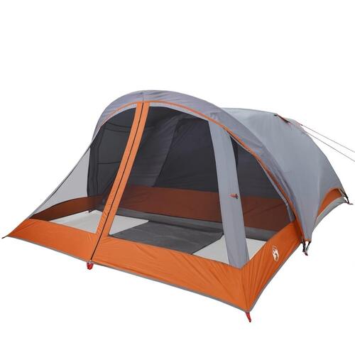 4-personers campingtelt vandafvisende grå og orange
