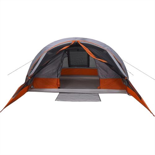 4-personers campingtelt vandafvisende grå og orange