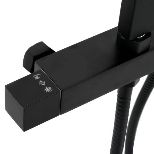 Dobbelt brusehoved med blandingsbatteri og slange messing sort