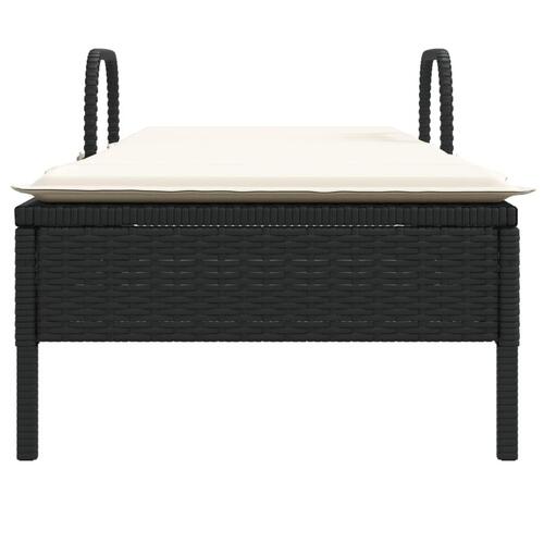Liggestol med hjul og hynde polyrattan sort