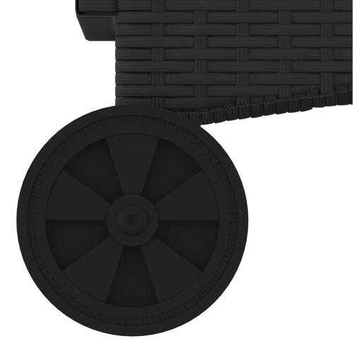 Liggestol med hjul og hynde polyrattan sort