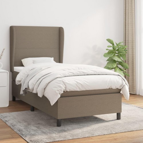 Kontinentalseng med madras 90x190 cm - stof, gråbrun