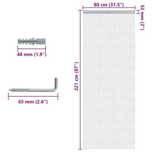 Insektskærm til dør 80x221 cm aluminium