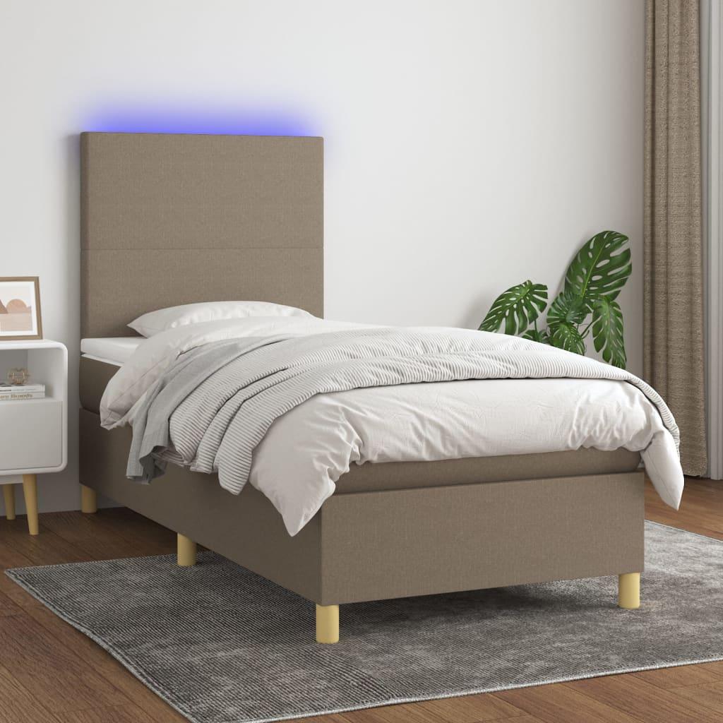 Kontinentalseng Med Led-Lys Stof Gråbrun - Med ensartet mønster / 90 x 190 cm