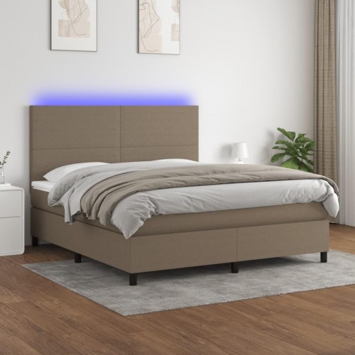 Kontinentalseng med LED-lys 180×200 cm - stof gråbrun