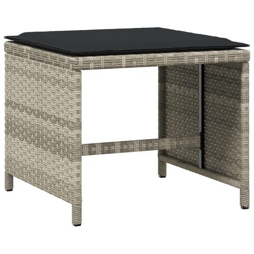Loungesæt til haven 11 dele med hynder polyrattan lysegrå