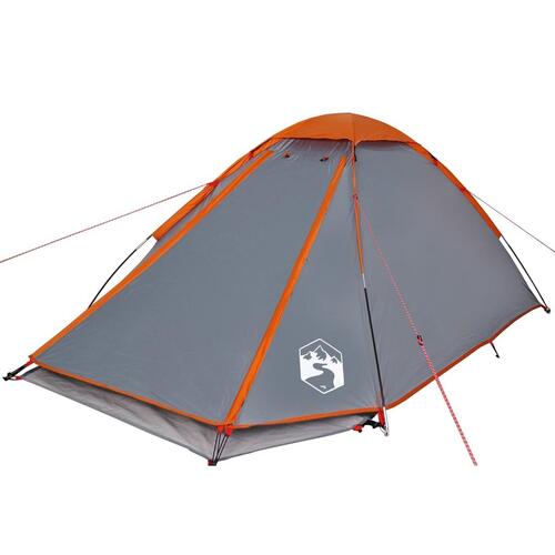 4-personers campingtelt vandafvisende grå og orange