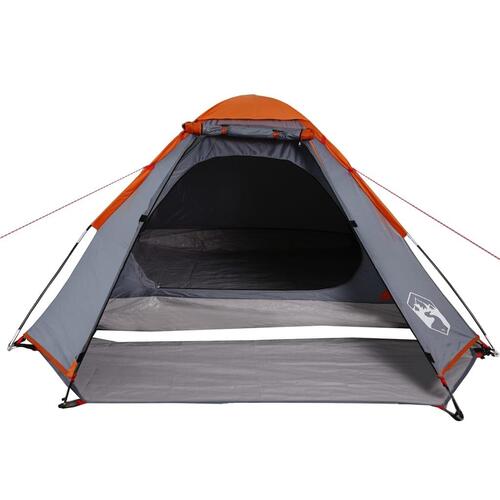 4-personers campingtelt vandafvisende grå og orange