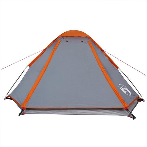4-personers campingtelt vandafvisende grå og orange