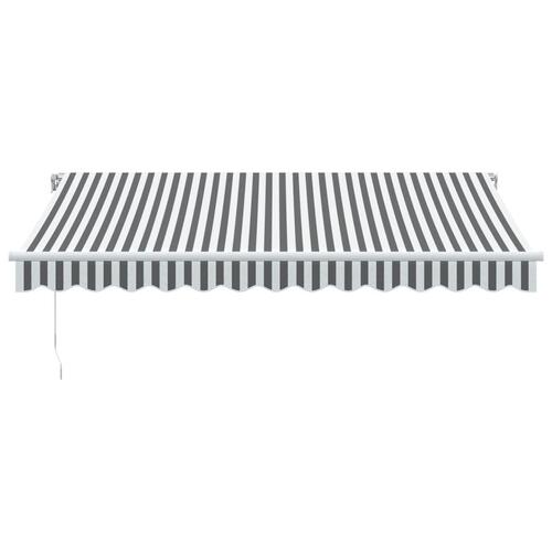 Markise m. LED 350x250 cm manuel betjening antracitgrå og hvid
