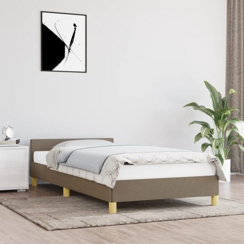 Sengeramme med sengegavl - taupe stof 100 × 200 cm