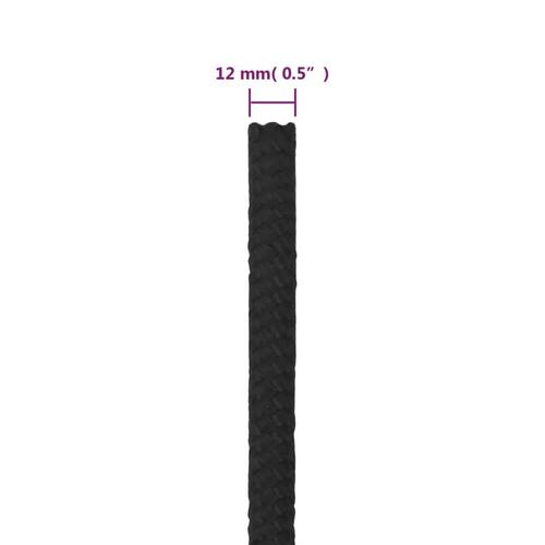 Tovværk til båd 12 mm 50 m polypropylen sort