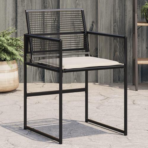 Havestole med hynder 4 stk. polyrattan sort