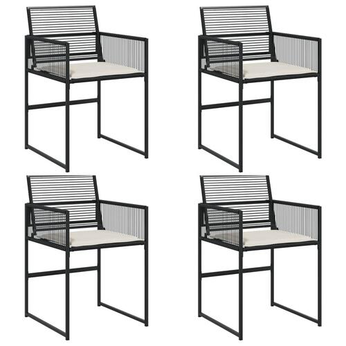 Havestole med hynder 4 stk. polyrattan sort