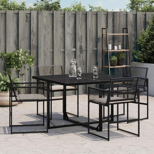 Havestole med hynder 4 stk. polyrattan sort