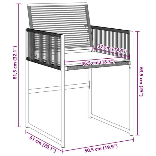Havestole med hynder 4 stk. polyrattan sort