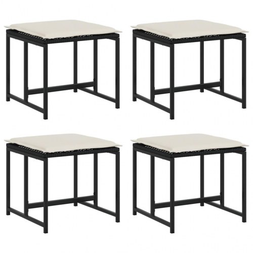 Haveskamler 4 stk. med hynder polyrattan sort