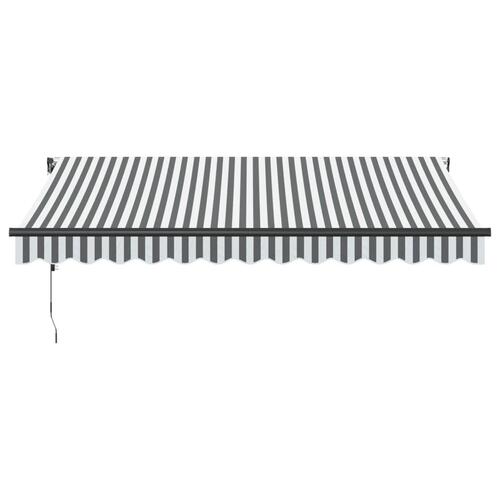 Markise m. LED 350x250 cm automatisk betjening antracitgrå hvid
