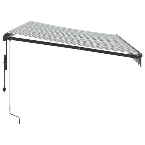 Markise m. LED 350x250 cm automatisk betjening antracitgrå hvid