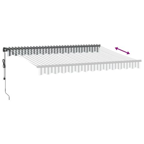 Markise m. LED 350x250 cm automatisk betjening antracitgrå hvid