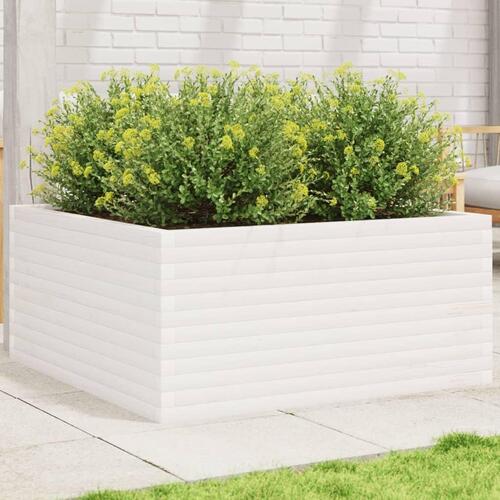 Plantekasse 100x100x46 cm massivt fyrretræ hvid