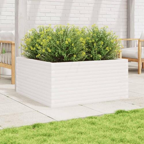 Plantekasse 100x100x46 cm massivt fyrretræ hvid