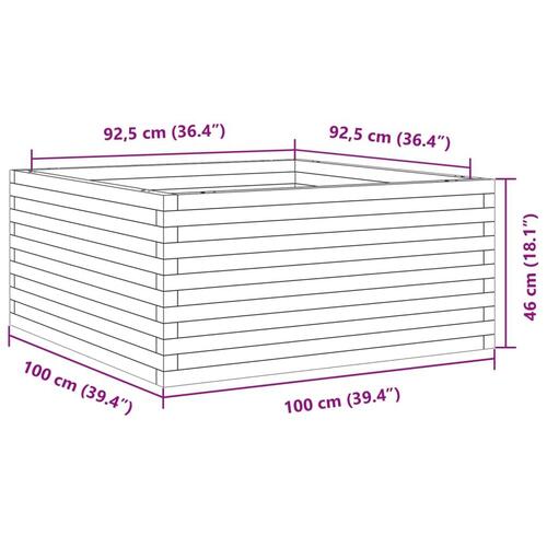 Plantekasse 100x100x46 cm massivt fyrretræ hvid