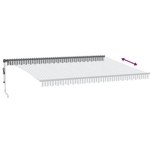 Markise m. LED 500x300 cm automatisk betjening antracitgrå hvid
