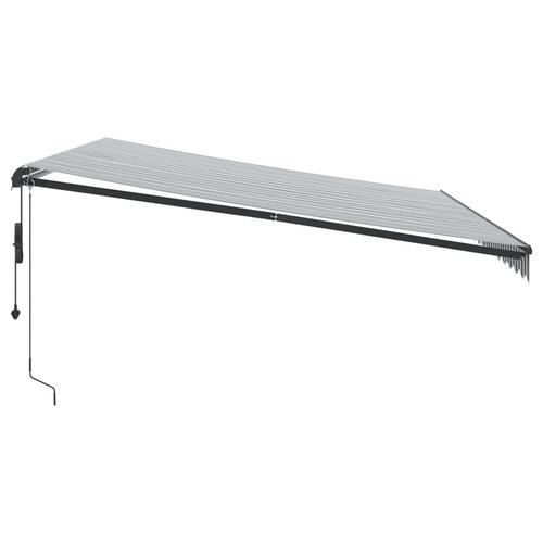 Markise m. LED 450x300 cm automatisk betjening antracitgrå hvid