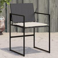 Havestole med hynder 4 stk. polyrattan sort