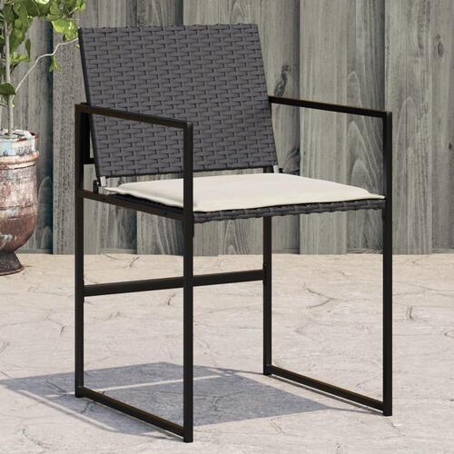 Havestole med hynder 4 stk. polyrattan sort