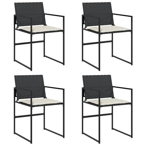 Havestole med hynder 4 stk. polyrattan sort