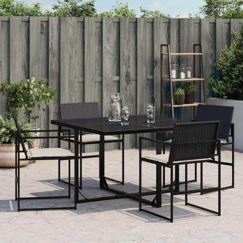 Havestole med hynder 4 stk. polyrattan sort