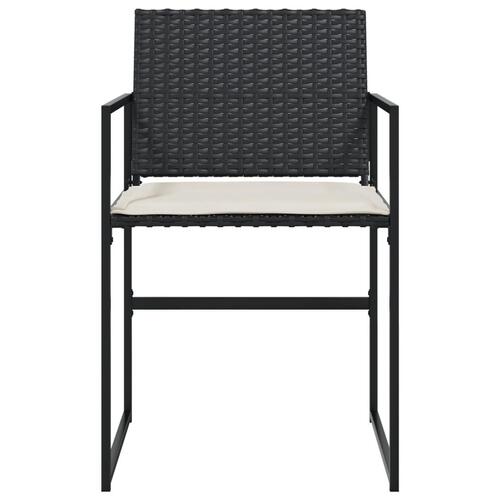 Havestole med hynder 4 stk. polyrattan sort