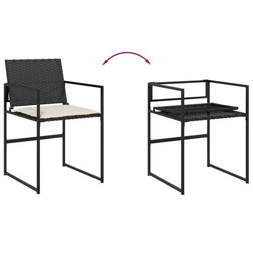 Havestole med hynder 4 stk. polyrattan sort