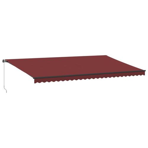 Markise med LED-lys 600x300 cm manuel betjening bordeauxfarvet