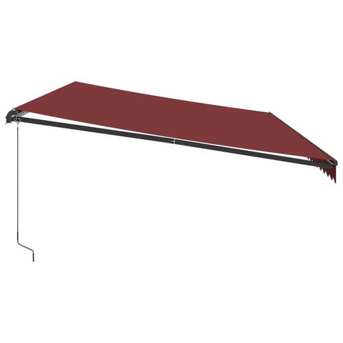 Markise med LED-lys 600x300 cm manuel betjening bordeauxfarvet